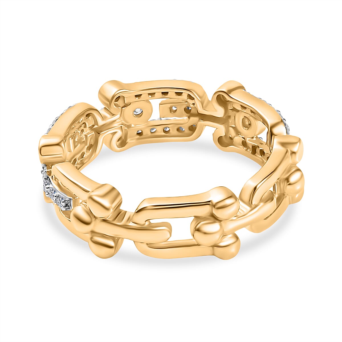 Luxuriant Lab Grown Diamond (SI-GH) Band Ring in 18K Vermeil Yellow Gold Plated Sterling Silver 0.50 Ct.