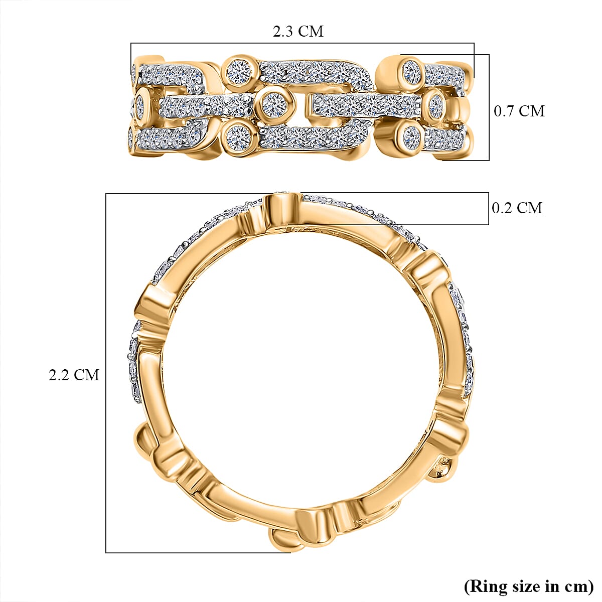 Luxuriant Lab Grown Diamond (SI-GH) Band Ring in 18K Vermeil Yellow Gold Plated Sterling Silver 0.50 Ct.