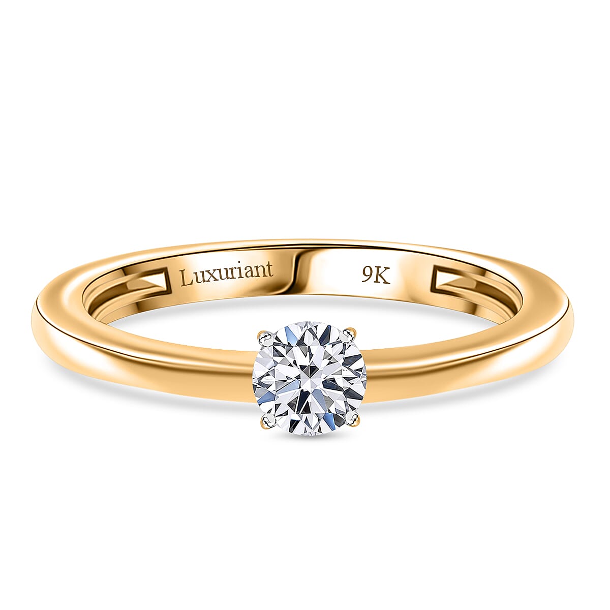 Luxuriant Diamond SGL Certified 9K Yellow Gold (SI-G-H) Lab Grown Diamond Solitaire Ring 0.51 Ct.