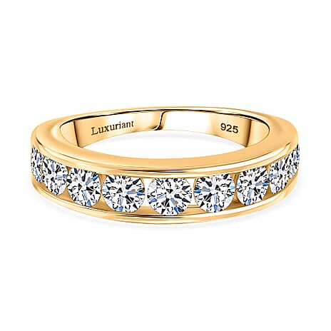 Luxuriant Diamond Lab Grown Diamond (VS-E-F) Band Ring in 18K Vermeil Yellow Gold Plated Sterling Silver 1.50 Ct.