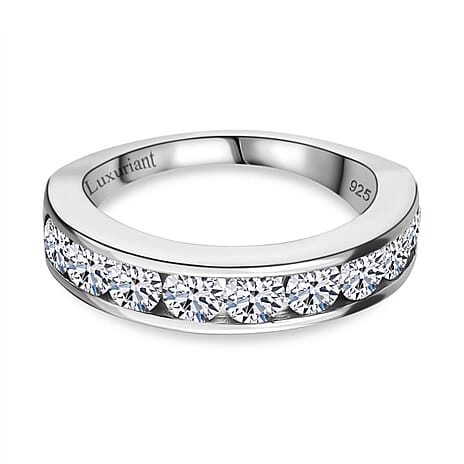 Luxuriant Diamond Lab Grown Diamond (VS-E-F) Band Ring in Rhodium Overlay Sterling Silver 1.50 Ct.