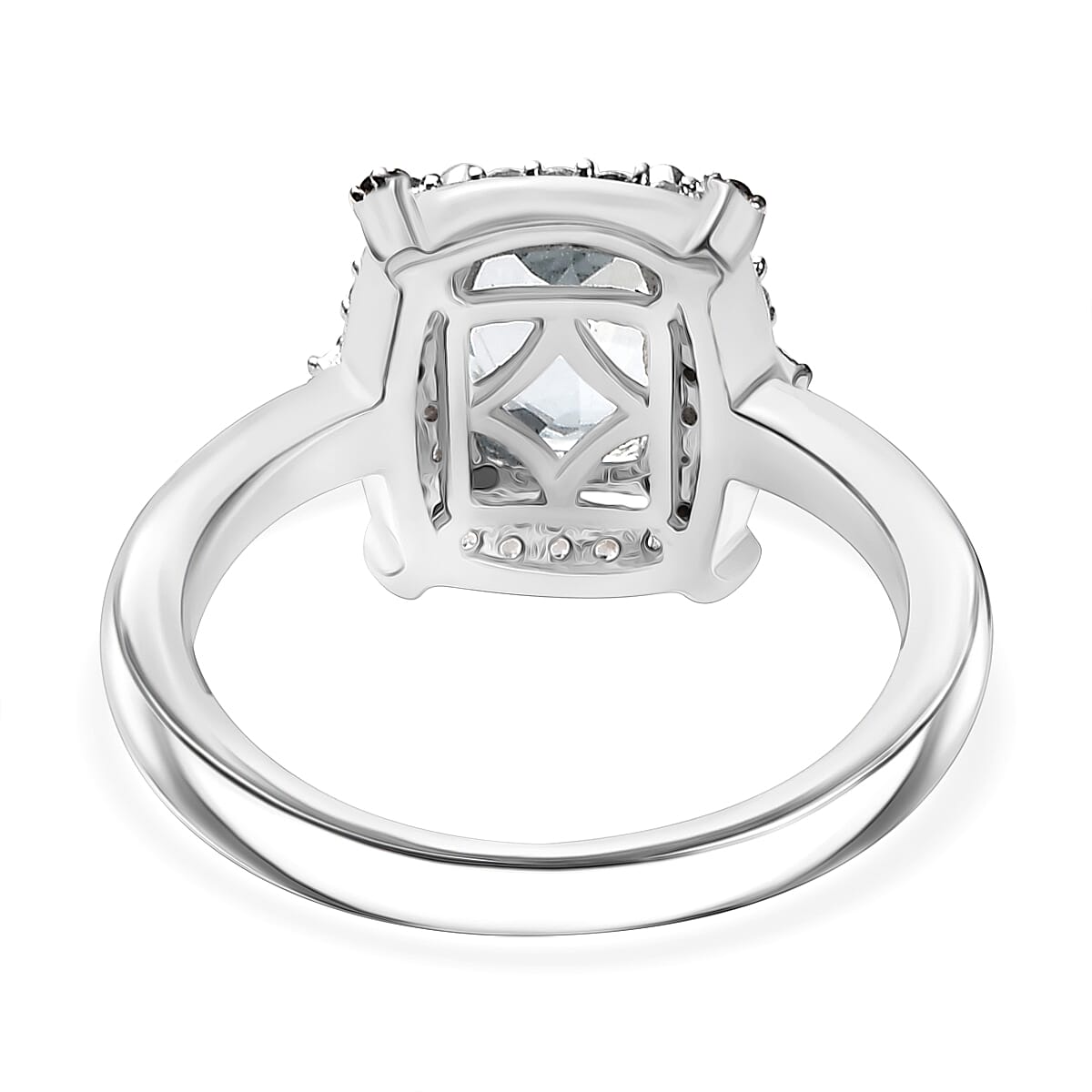 Aquamarine, White Zircon & Coffee Zircon Ring in Rhodium Overlay Sterling Silver 1.69 Ct. Aquamarine, White Zircon & Coffee Zircon Ring in Rhodium Overlay Sterling Silver 1.69 Ct.