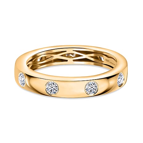 Luxuriant Diamond Lab Grown Diamond (SI-G-H) Band Ring in 18K Vermeil Yellow Gold Plated Sterling Silver 0.52 Ct.