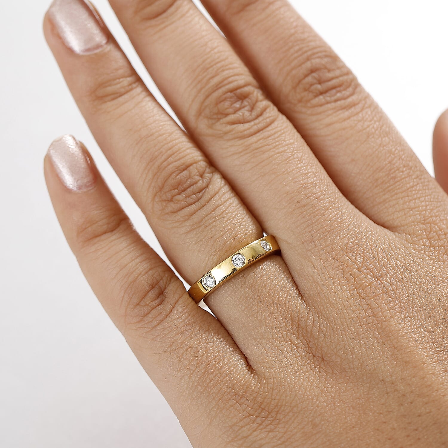 Luxuriant Diamond Lab Grown Diamond (SI-G-H) Band Ring in 18K Vermeil Yellow Gold Plated Sterling Silver 0.52 Ct.