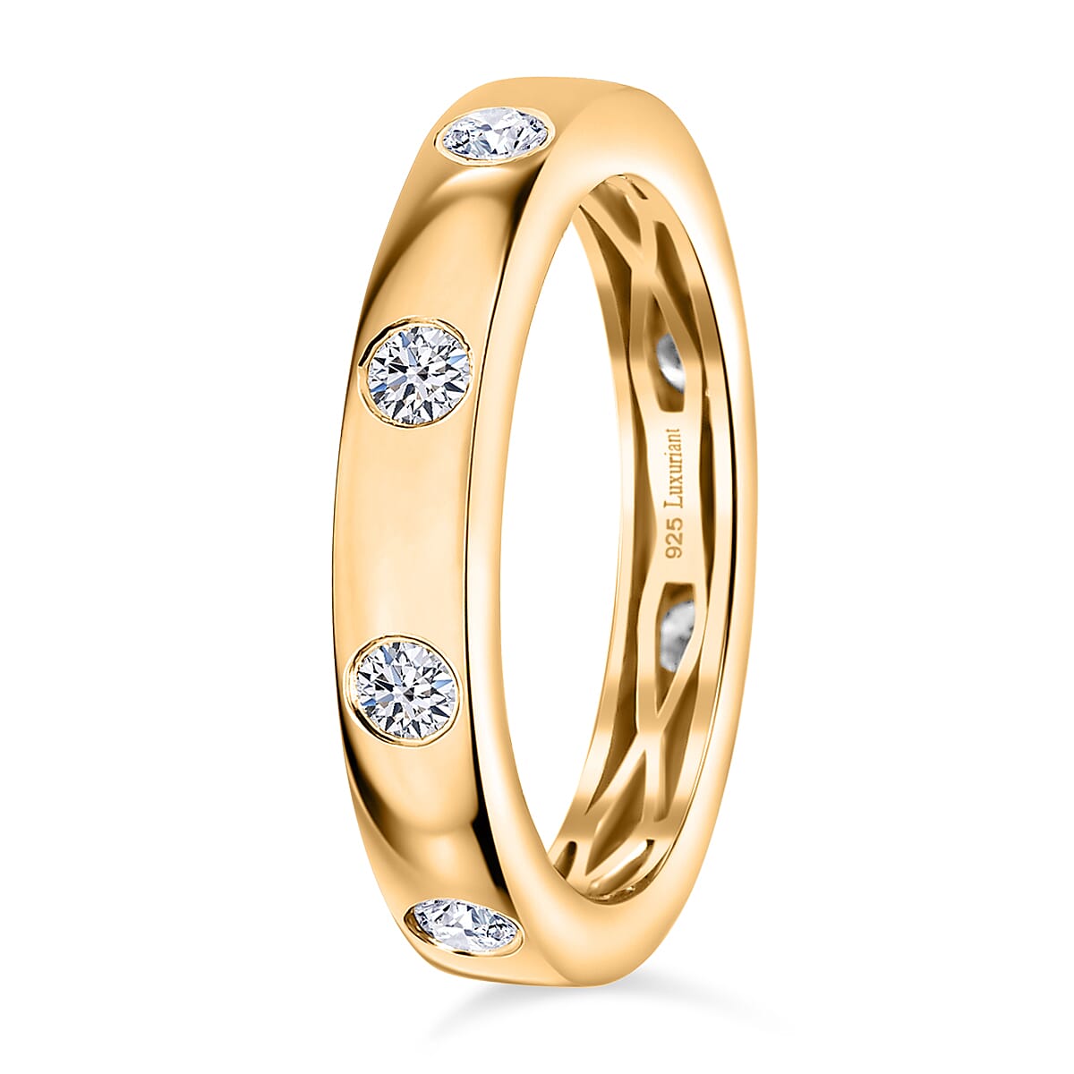 Luxuriant Diamond Lab Grown Diamond (SI-G-H) Band Ring in 18K Vermeil Yellow Gold Plated Sterling Silver 0.52 Ct.
