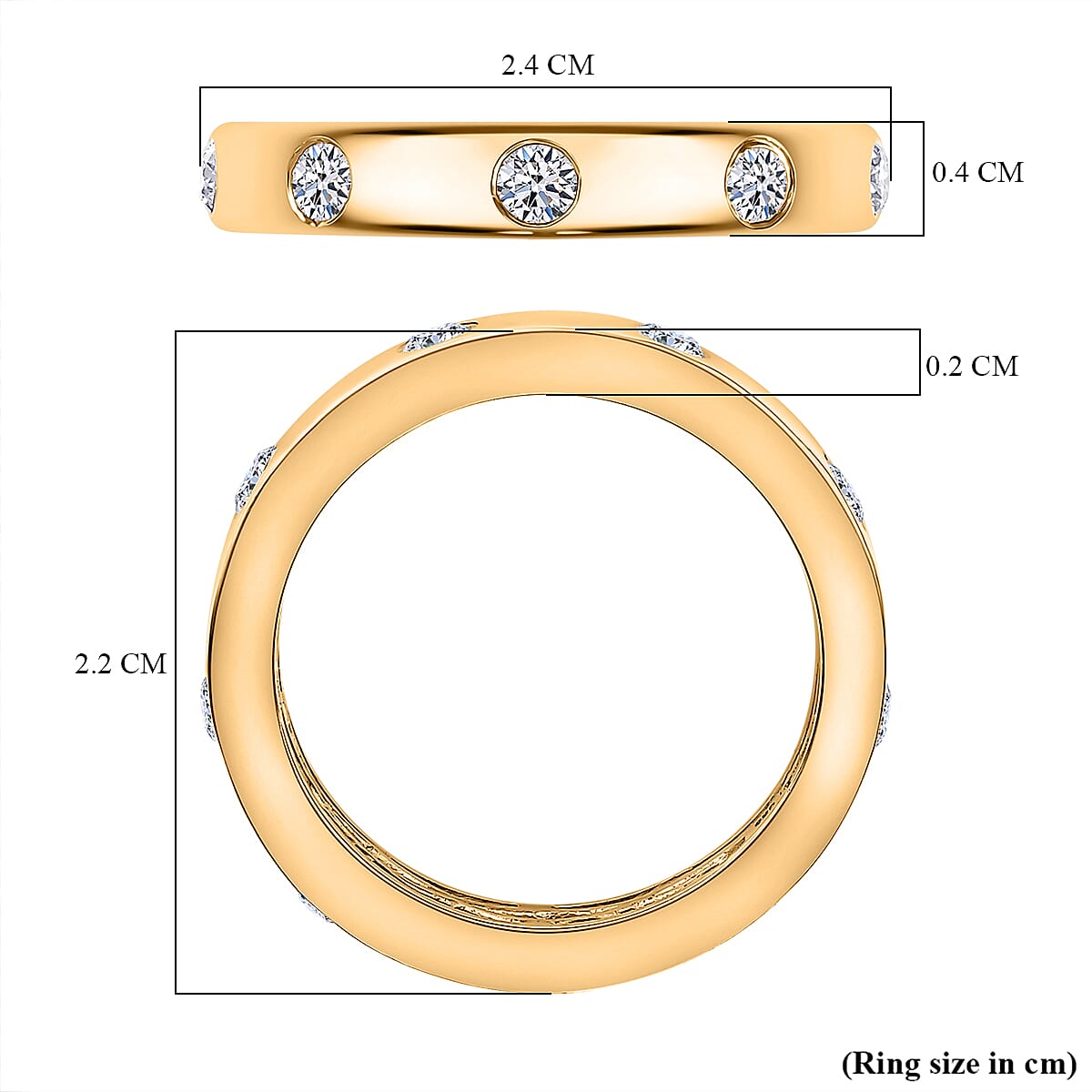 Luxuriant Diamond Lab Grown Diamond (SI-G-H) Band Ring in 18K Vermeil Yellow Gold Plated Sterling Silver 0.52 Ct.