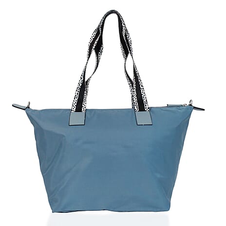 One Time Designer Closeout Deal - Diamond Pattern Quilted Tote Bag with Additional Adjustable Crossbody Strap - Sky Blue