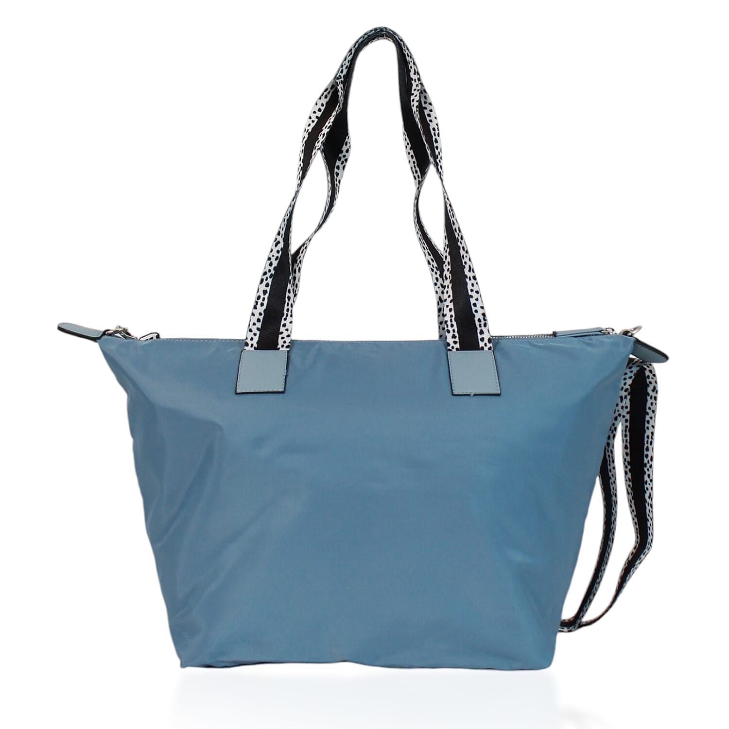One Time Designer Closeout Deal - Diamond Pattern Quilted Tote Bag with Additional Adjustable Crossbody Strap - Sky Blue