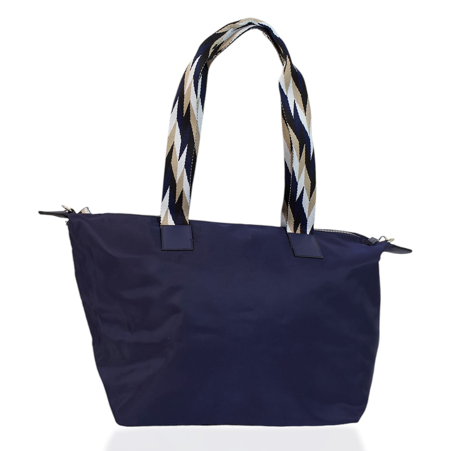 One Time Designer Closeout Deal - Diamond Pattern Quilted Tote Bag with Additional Adjustable Crossbody Strap - Navy