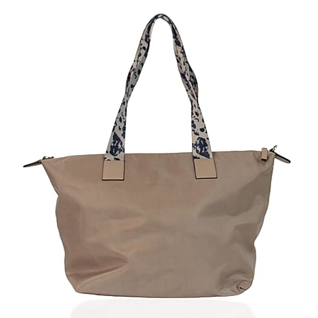 One Time Designer Closeout Deal - Diamond Pattern Quilted Tote Bag with Additional Adjustable Crossbody Strap - Mocha