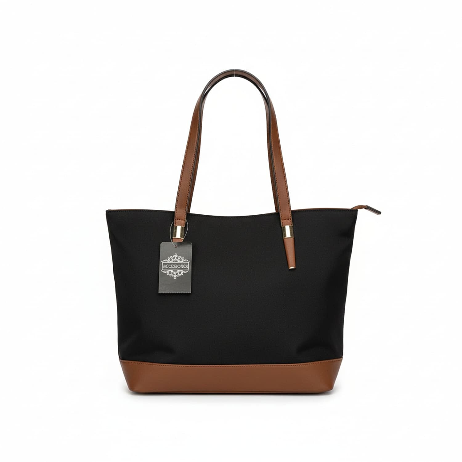 Designer Inspired 2 Toned Tote Bag - Black