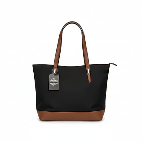 Designer Inspired 2 Toned Tote Bag - Black