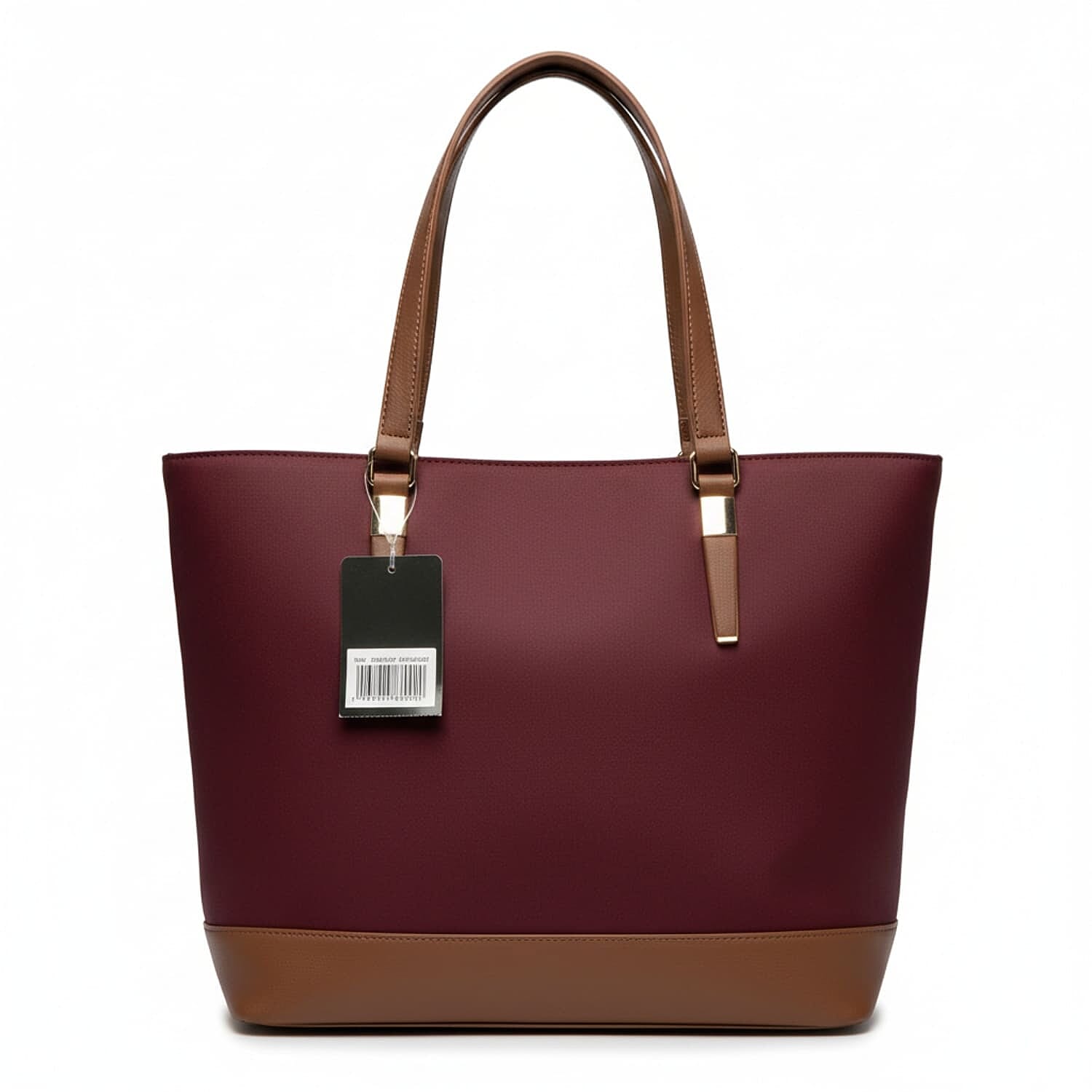 Designer Closeout 2 Toned Tote Bag - Burgundy