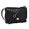 Leatherette Snake Skin Pattern Crossbody Bag - Black