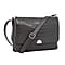 Leatherette Snake Skin Pattern Crossbody Bag - Black