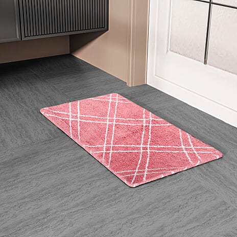 Pack of 2 - Cotton Patterned Mats (Size 45x84 cm) - Pink