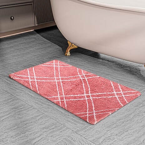 Pack of 2 - Cotton Patterned Mats (Size 45x84 cm) - Pink