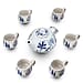 7-Piece Hand-Painted Ceramic Set - 1 Tea-Coffee Pot & 6 Cups in Display Box - Green