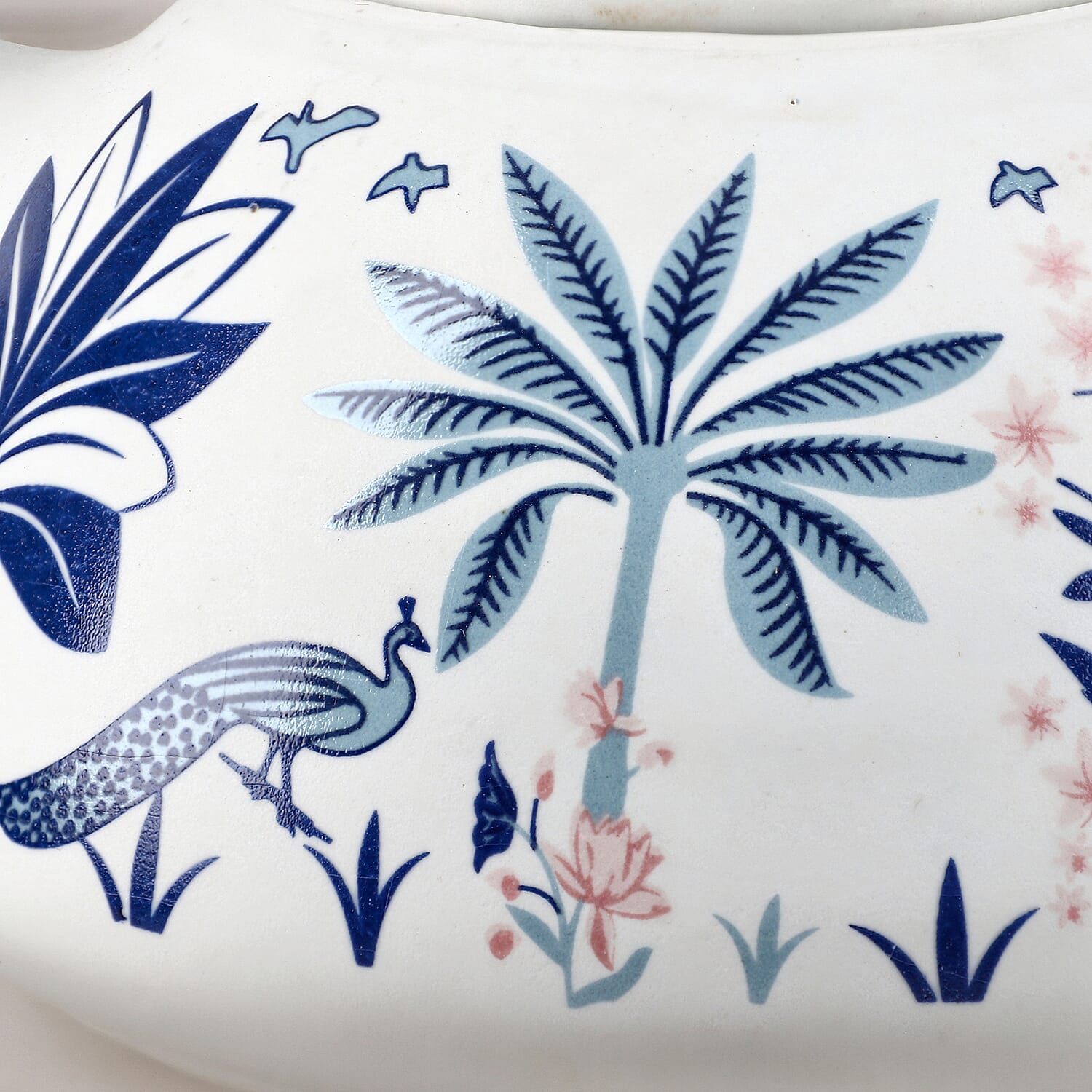 7-Piece Hand-Painted Ceramic Set - 1 Tea-Coffee Pot & 6 Cups in Display Box - Blue