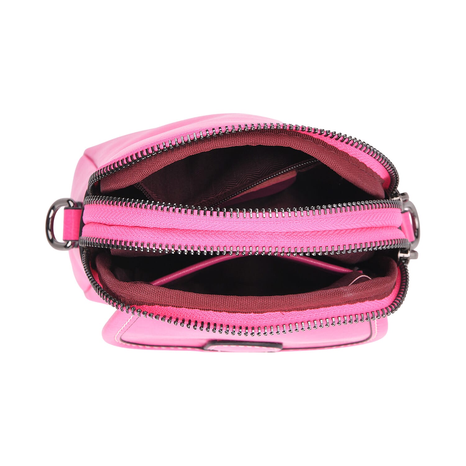 Genuine Leather Mini Messenger Crossbody Bag With Adjustable Strap - Rose Pink