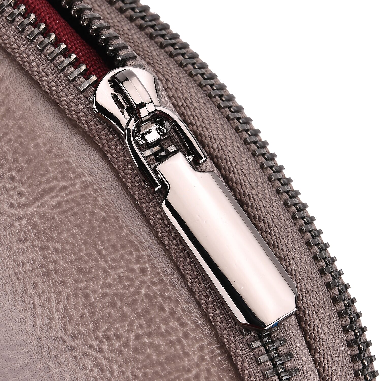 Genuine Leather Mini Messenger Crossbody Bag With Adjustable Strap - Silver Grey