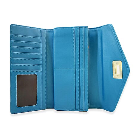 Leatherette Stitched Envelope Purse - Blue