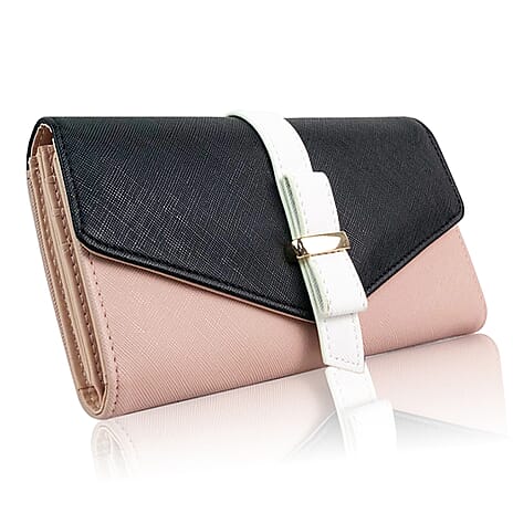 Leatherette Stefanie Colour Block Purse - Nude