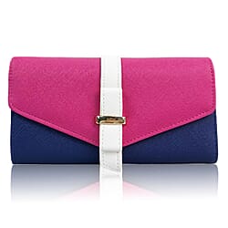 Leatherette Stefanie Colour Block Purse - Blue
