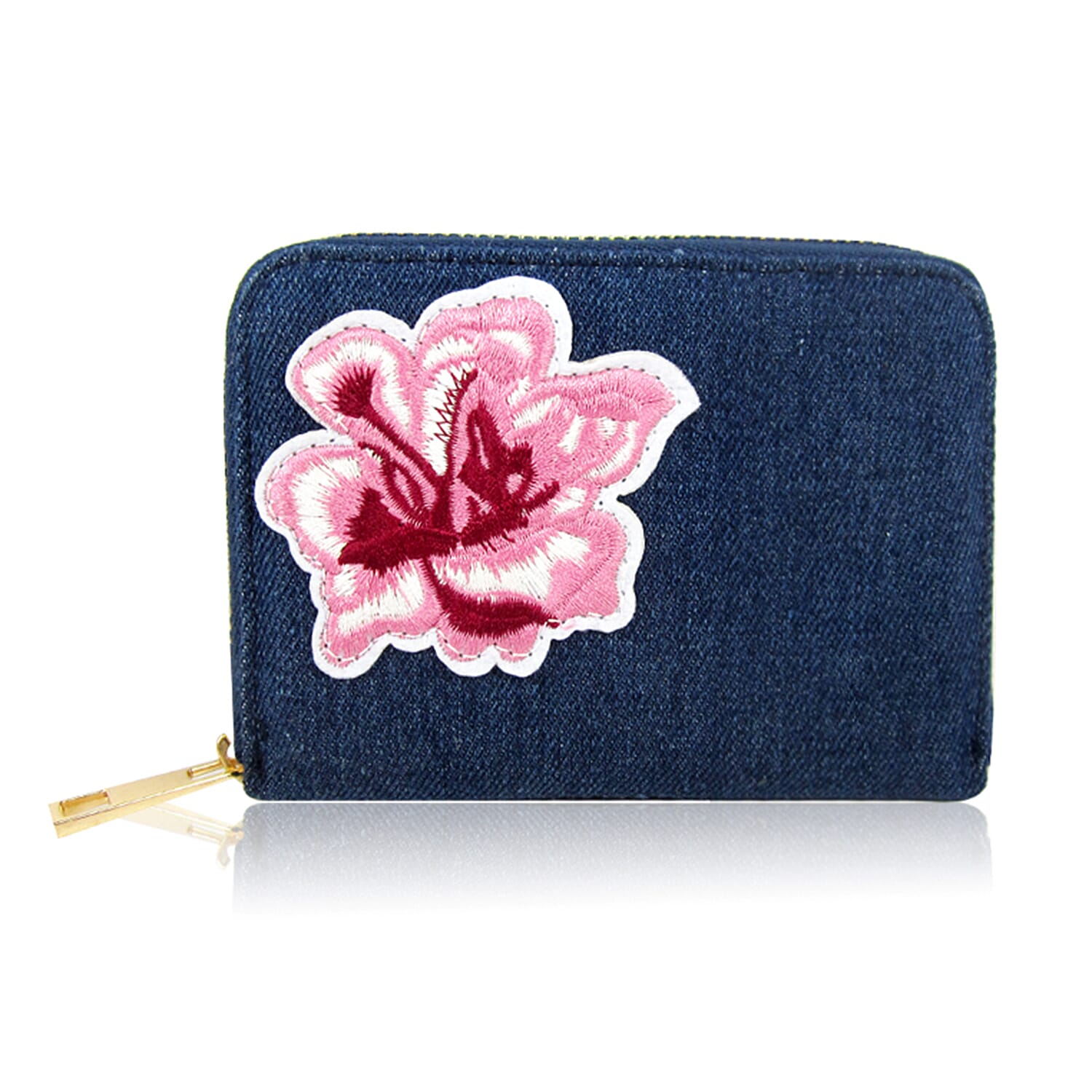 Bryony Denim Flower Purse - Dark Blue