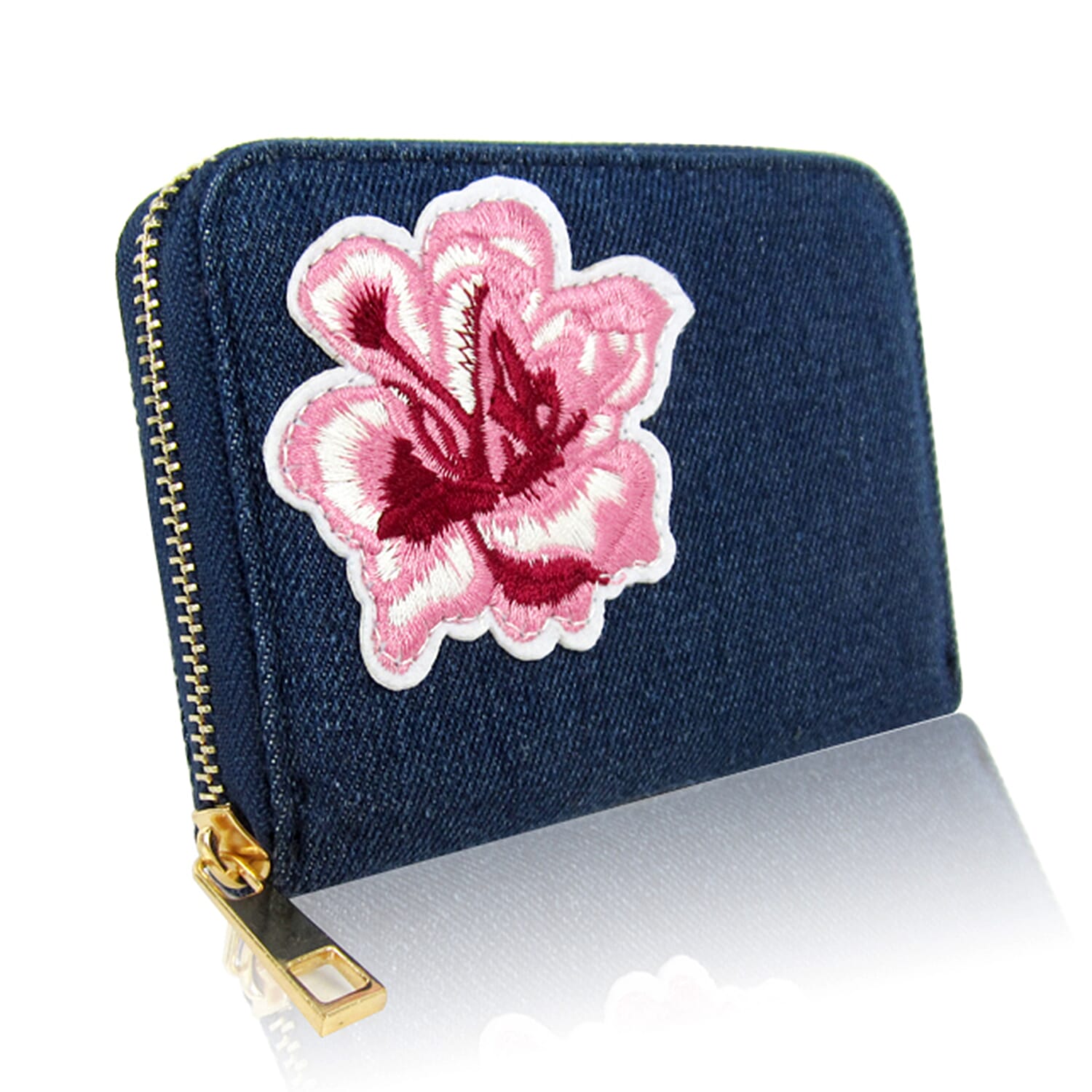 Bryony Denim Flower Purse - Dark Blue