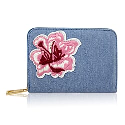 Bryony Denim Flower Purse - Light Blue