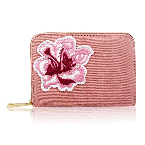Bryony Denim Flower Purse - Pink