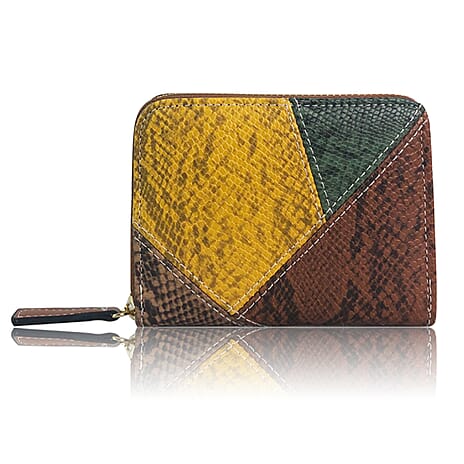 Leatherette Nelly Snake Small Purse - Tan