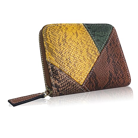 Leatherette Nelly Snake Small Purse - Tan