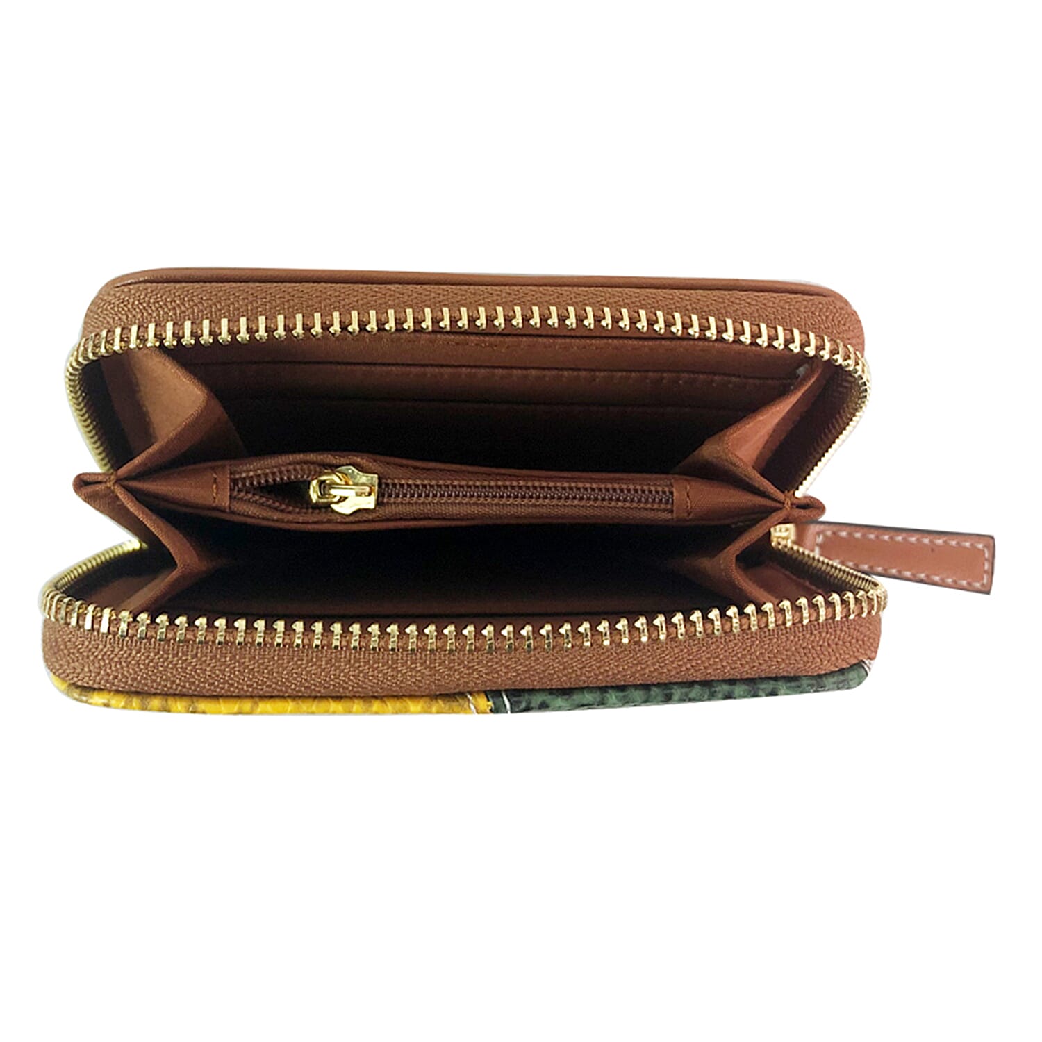 Snake Patterned Zip Small Purse - Tan