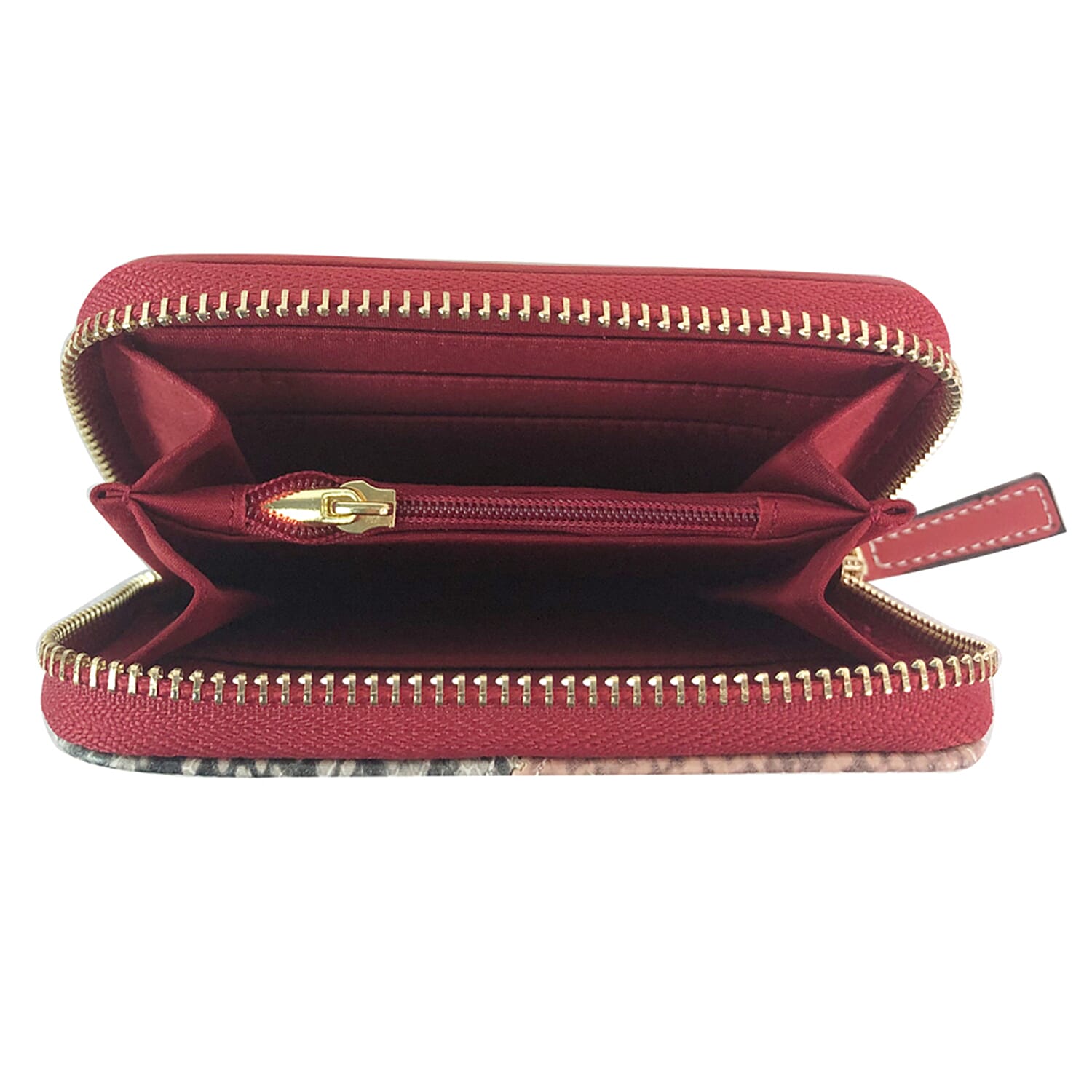 Snake Patterned Zip Small Purse - Red