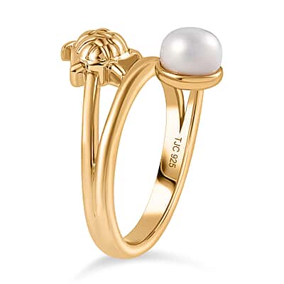 GP Turtle Collection White Pearl Turtle Bypass Ring in 18K