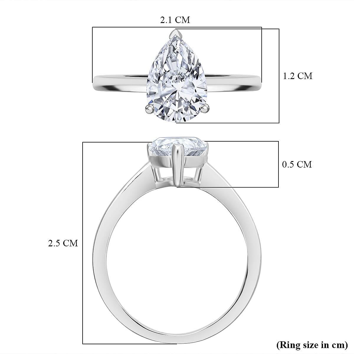 Luxuriant 950 Platinum SGL Certified (VS-GH) Pear Cut Lab Grown Diamond Ring 2.00 Ct, Platinum Wt. 4.25 Gms.