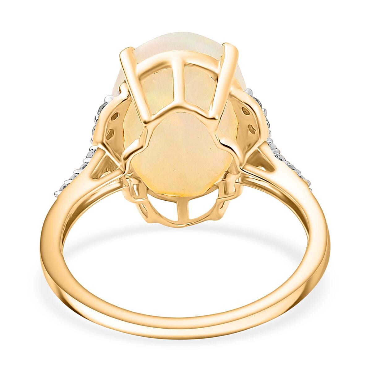 9K Yellow Gold AAA Ethiopian Faceted Opal & Lab Grown Diamond (SI-G-H) Solitaire Ring 3.42 Ct. 9K Yellow Gold AAA Ethiopian Faceted Opal & Lab Grown Diamond (SI-G-H) Solitaire Ring 3.42 Ct.