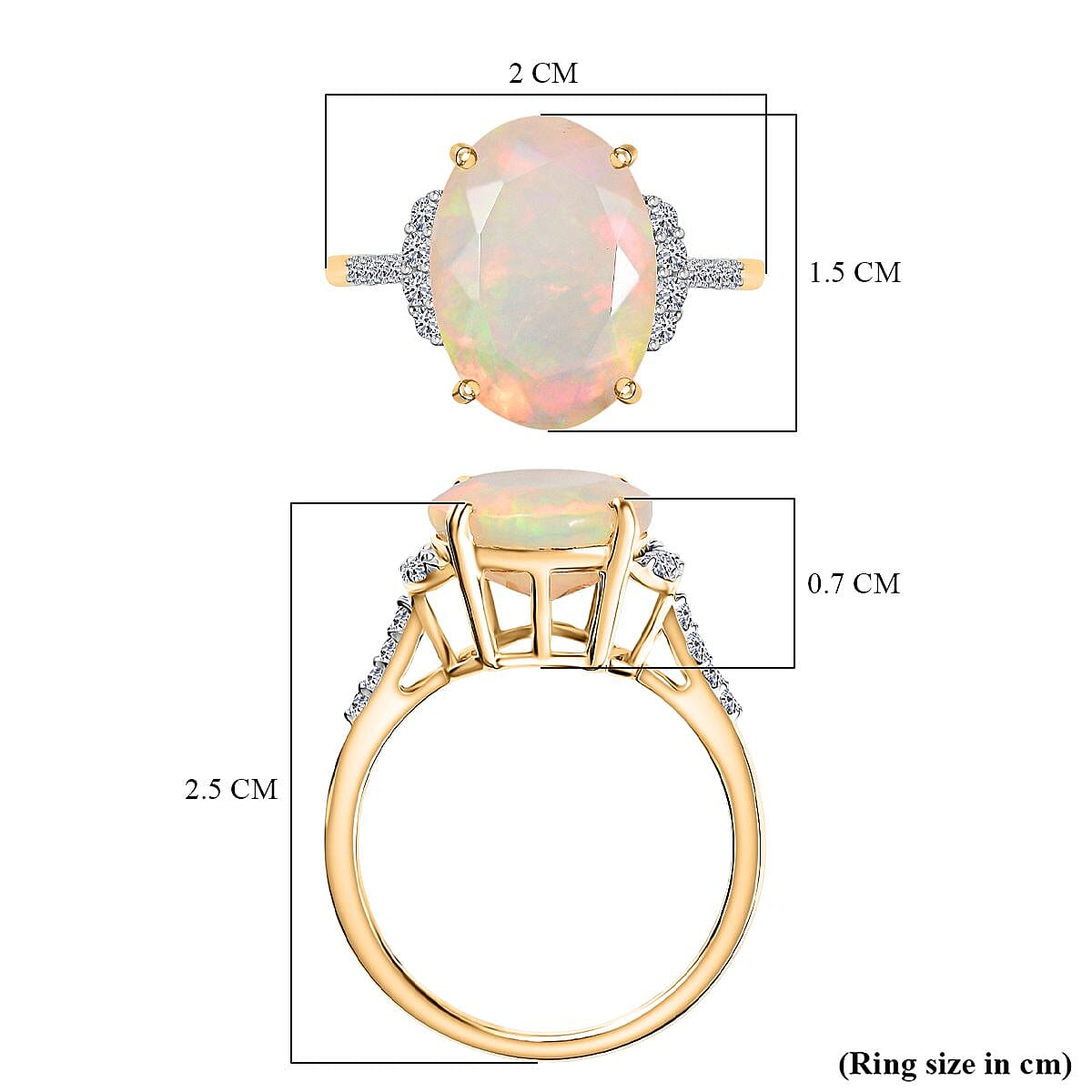 9K Yellow Gold AAA Ethiopian Faceted Opal & Lab Grown Diamond (SI-G-H) Solitaire Ring 3.42 Ct. 9K Yellow Gold AAA Ethiopian Faceted Opal & Lab Grown Diamond (SI-G-H) Solitaire Ring 3.42 Ct.