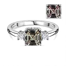LUXURIANT 1.29 Ct. AAA Turkizite, Lab Grown Diamonds Trilogy Ring in 950 Platinum (VS-E-F)