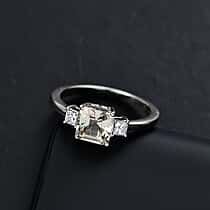 LUXURIANT 1.29 Ct. AAA Turkizite, Lab Grown Diamonds Trilogy Ring in 950 Platinum (VS-E-F)