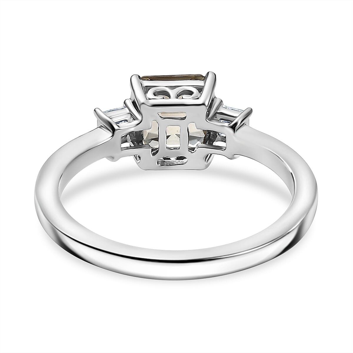 950 Platinum AAA Turkizite (Asscher Cut) & Luxuriant Lab Grown Diamonds (VS-E-F) Trilogy Ring 1.29 Ct, Platinum Wt. 4.00 Gms. 950 Platinum AAA Turkizite (Asscher Cut) & Luxuriant Lab Grown Diamonds (VS-E-F) Trilogy Ring 1.29 Ct, Platinum Wt. 4.00 Gms.