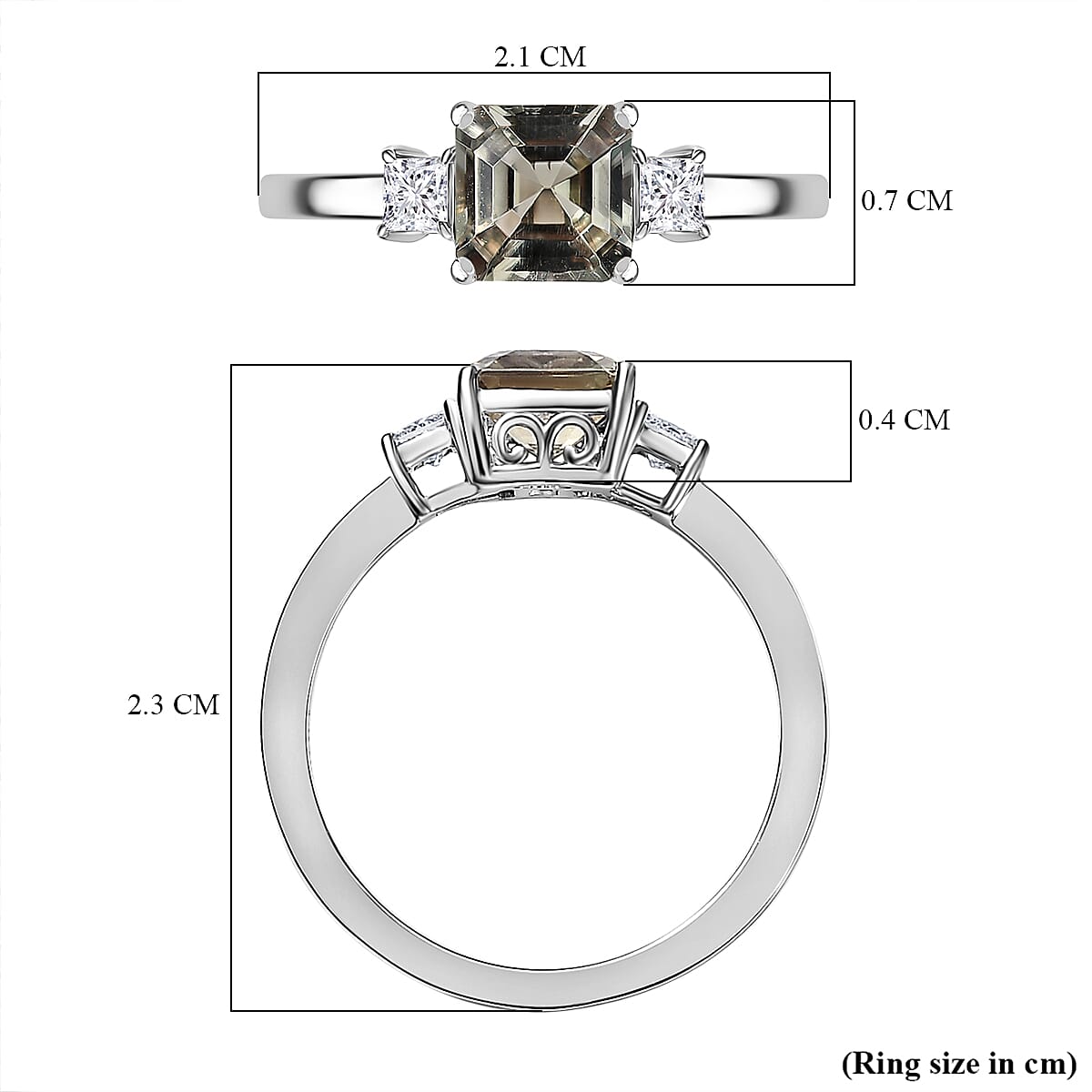 950 Platinum AAA Turkizite (Asscher Cut) & Luxuriant Lab Grown Diamonds (VS-E-F) Trilogy Ring 1.29 Ct, Platinum Wt. 4.00 Gms. 950 Platinum AAA Turkizite (Asscher Cut) & Luxuriant Lab Grown Diamonds (VS-E-F) Trilogy Ring 1.29 Ct, Platinum Wt. 4.00 Gms.