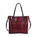 Stylish Genuine Leather Everyday Tote Bag With Adjustable Strap - Wine Red