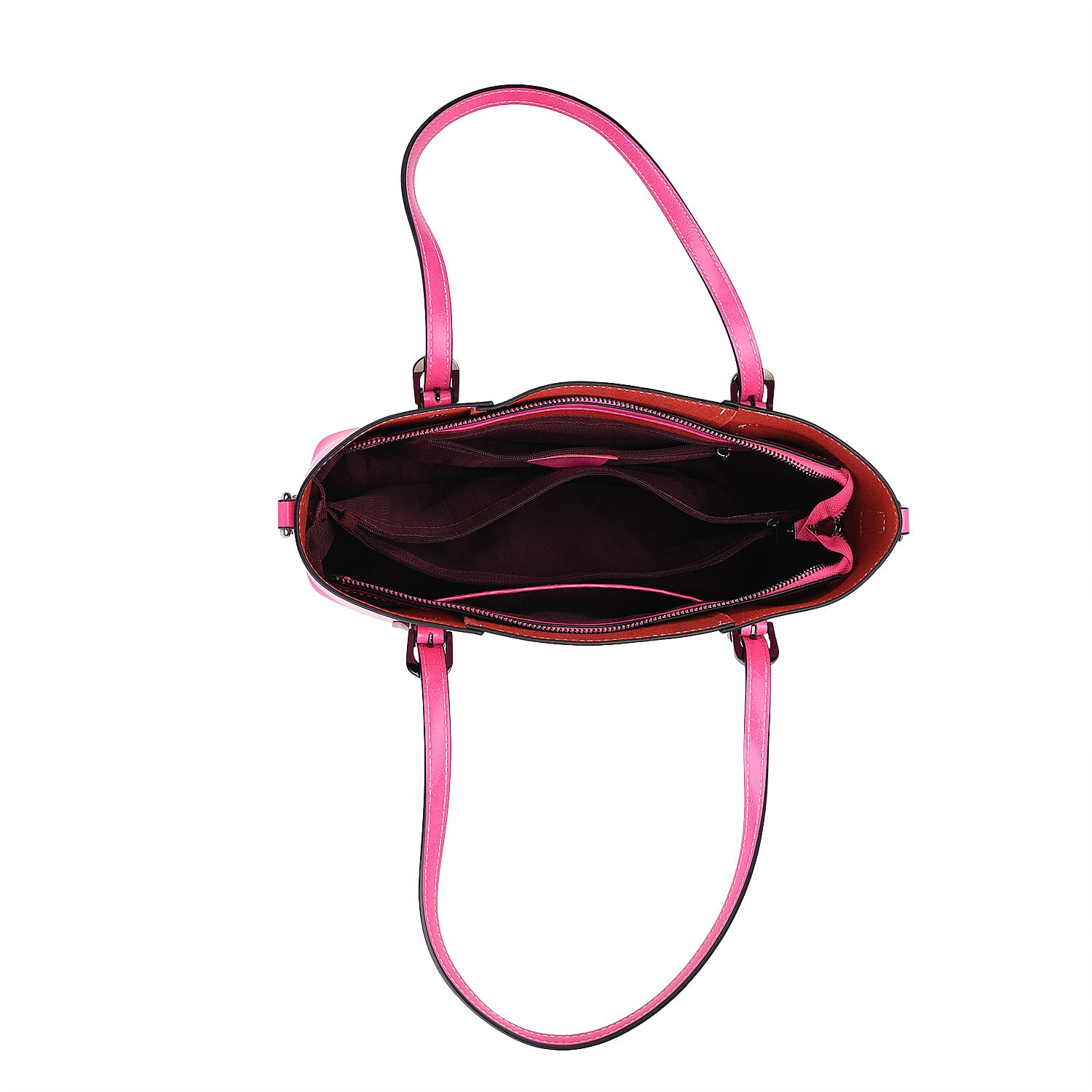 Stylish Genuine Leather Everyday Tote Bag With Adjustable Strap - Pink