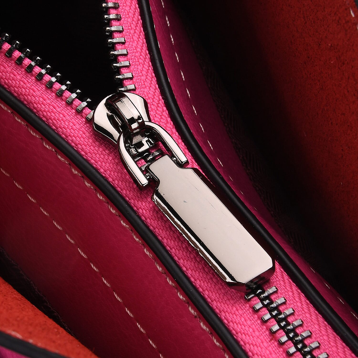 Stylish Genuine Leather Everyday Tote Bag With Adjustable Strap - Pink