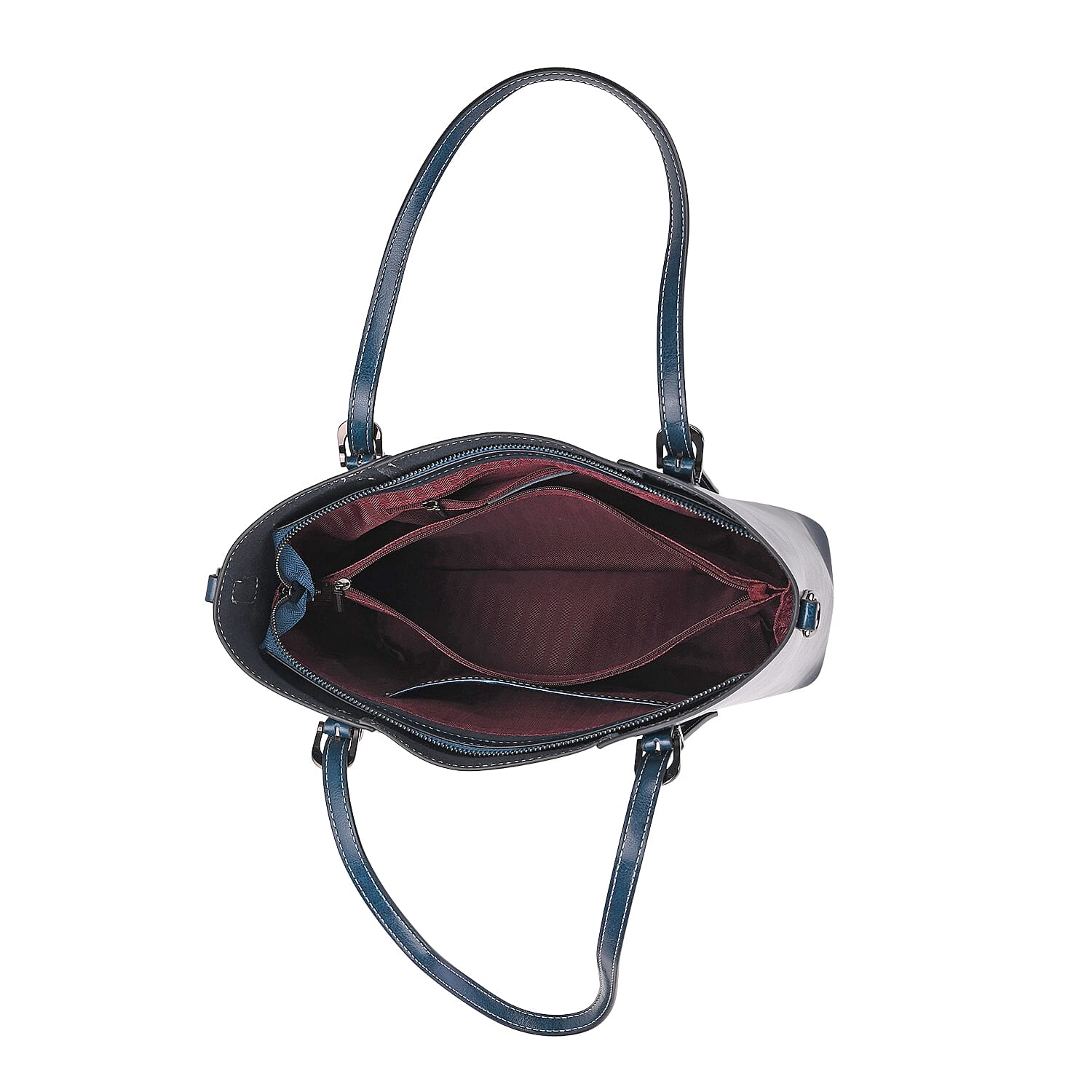 Stylish Genuine Leather Everyday Tote Bag With Adjustable Strap -  Dark Teal