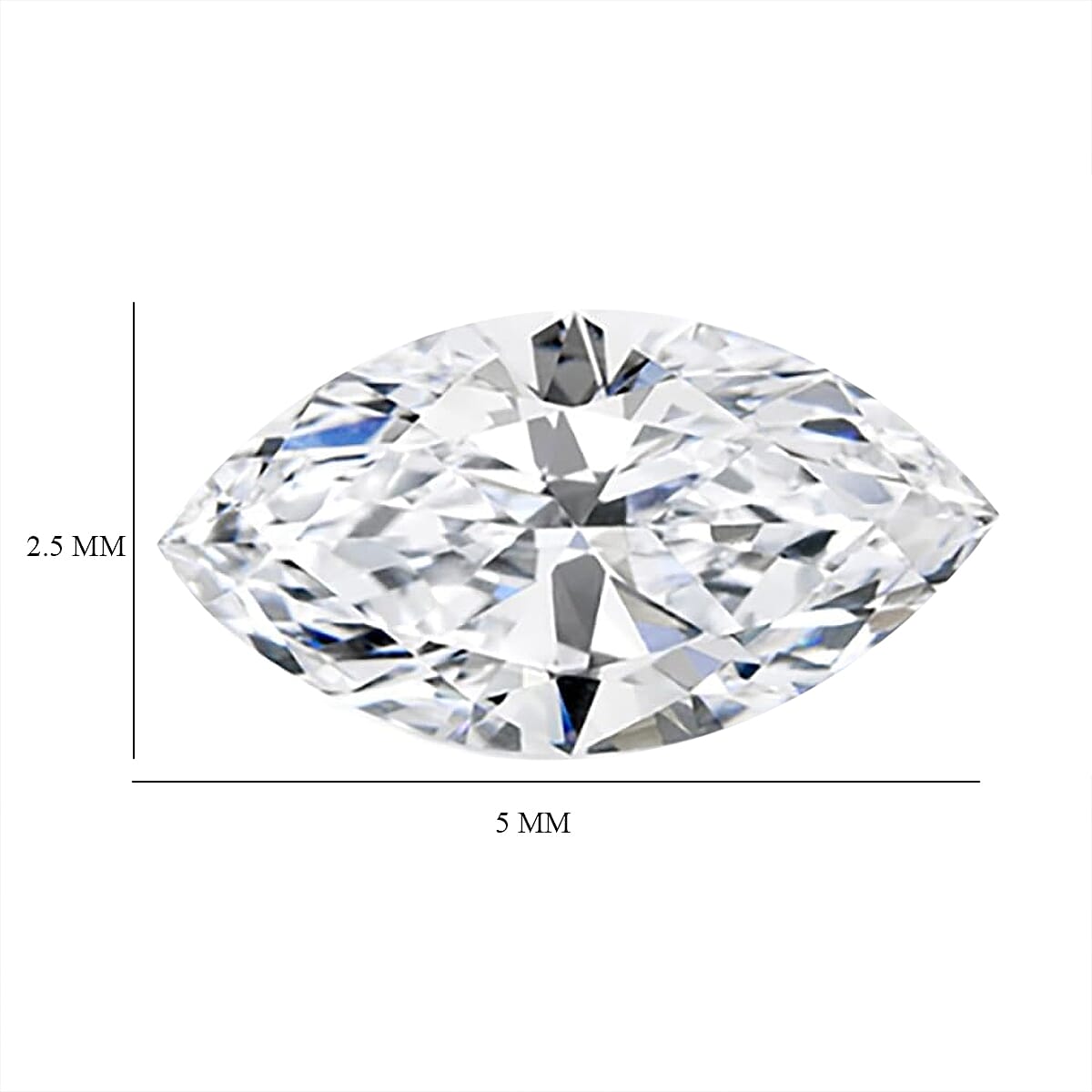 White Cubic Zirconia Marquee Gemstone 0.62 Ct. - 5x2.5 mm White Cubic Zirconia Marquee Gemstone 0.62 Ct. - 5x2.5 mm