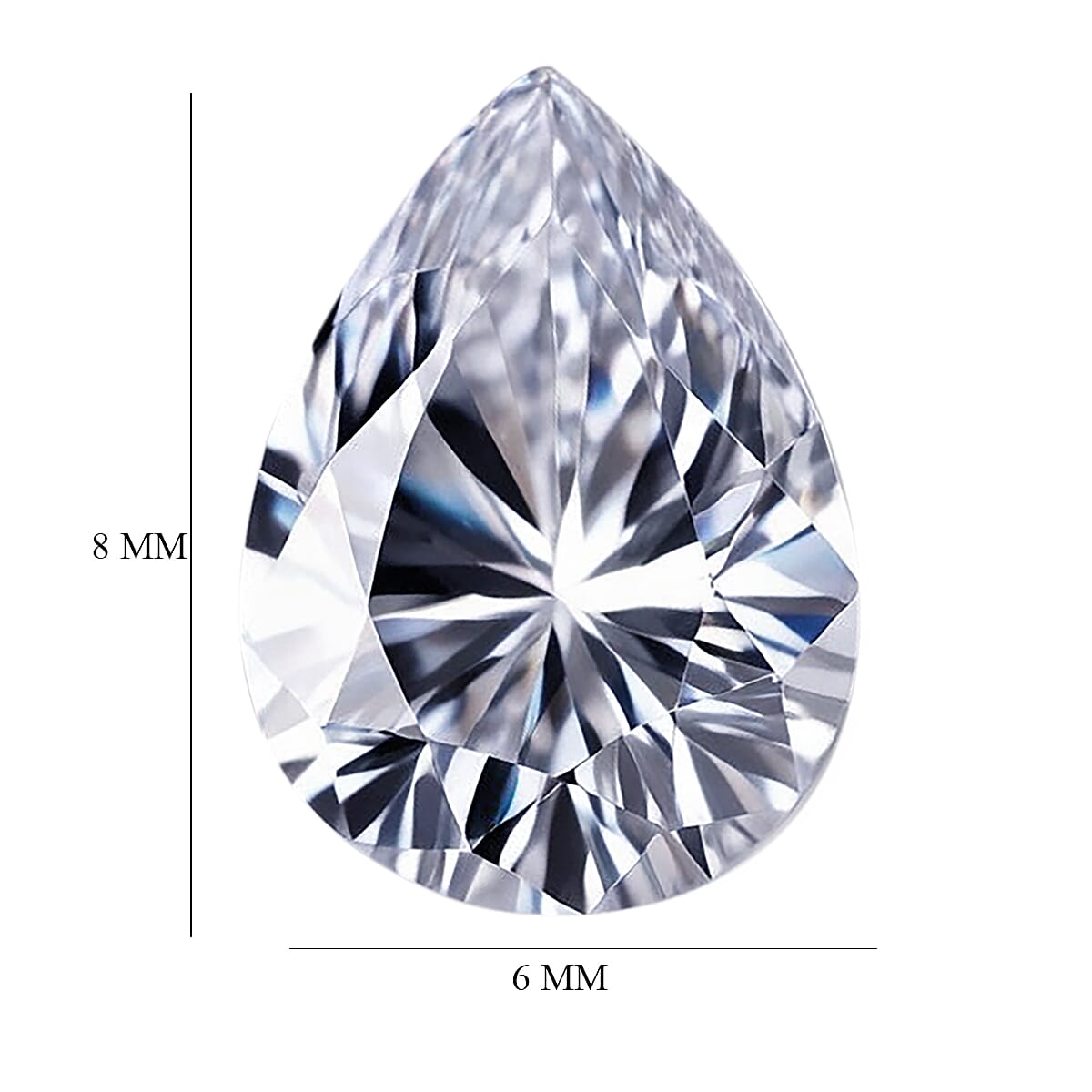 White Cubic Zirconia Pear Shape Gemstone 1.82 Ct. - 8x6 mm